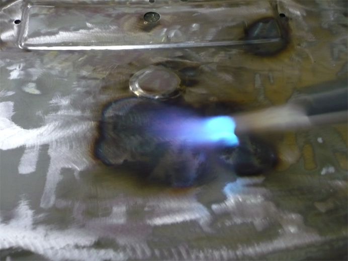 Das Blech wird erhitzt